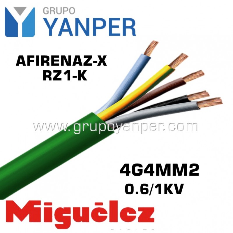 MIGUELEZ CABLE VULC. AFIRENAS-X RZ1-K 0.6/1KV 3G10MM2 VERDE